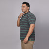 Men Plus Size Polo Stripe T-shirt