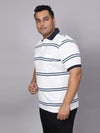 Men Plus Size Polo Stripe T-shirt-2086
