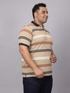 Men Plus Size Polo Stripe T-shirt
