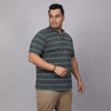 Men Plus Size Polo Stripe T-shirt
