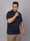 Men Plus Size Polo Stripe T-shirt-2085