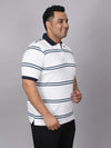 Men Plus Size Polo Stripe T-shirt-2086