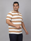 Men Plus Size Polo Stripe T-shirt