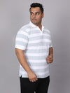 Men Plus Size Polo Stripe T-shirt
