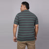 Men Plus Size Polo Stripe T-shirt