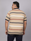 Men Plus Size Polo Stripe T-shirt
