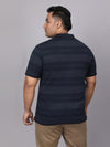 Men Plus Size Polo Stripe T-shirt-2085
