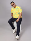 Men Plus Size Floral Printed Polo T-shirt