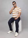 Men Plus Size Polo Stripe T-shirt