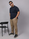 Men Plus Size Polo Stripe T-shirt-2085