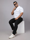 Men Plus Size Polo Stripe T-shirt