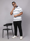 Men Plus Size Polo Stripe T-shirt-2086
