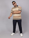 Men Plus Size Polo Stripe T-shirt