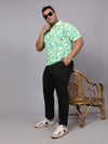 Men Plus Size Floral Printed Polo T-shirt
