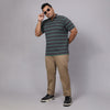 Men Plus Size Polo Stripe T-shirt